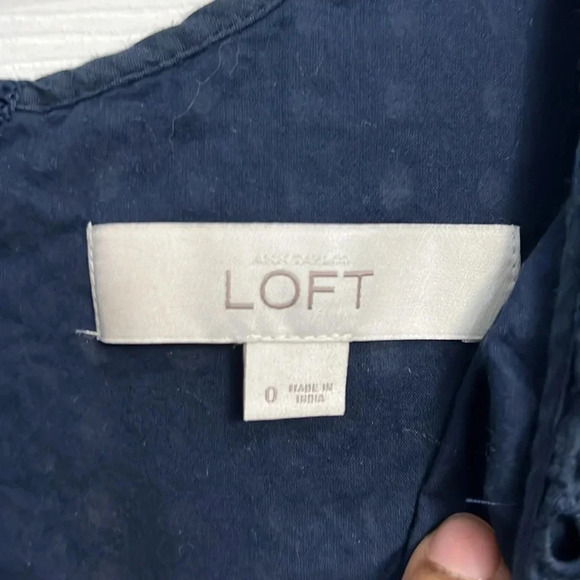 Ann Taylor Loft Blue Eyelet Lace Striped Sleeveless Dress Size 0 - Picture 5 of 6